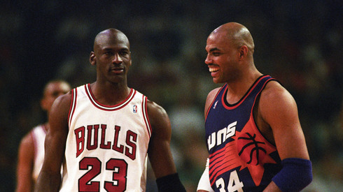 Chicago Bulls Michael Jordan and Phoenix Suns Charles Barkley during the 1993 NBA Finals in Chicago. Photo by Rob Schumacher/The Arizona Republic
