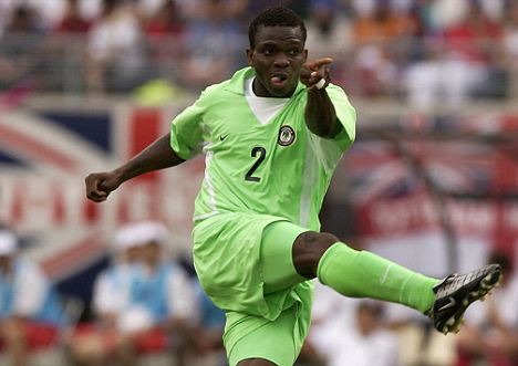 OSAKA - JUNE 12:  Joseph Yobo of Nigeria during the World Cup Group F match between Nigeria and England at the Osaka Nagai Stadium in Osaka, Japan on June 12, 2002. The match ended 0-0. (Photo by Stu Forster/Getty Images)